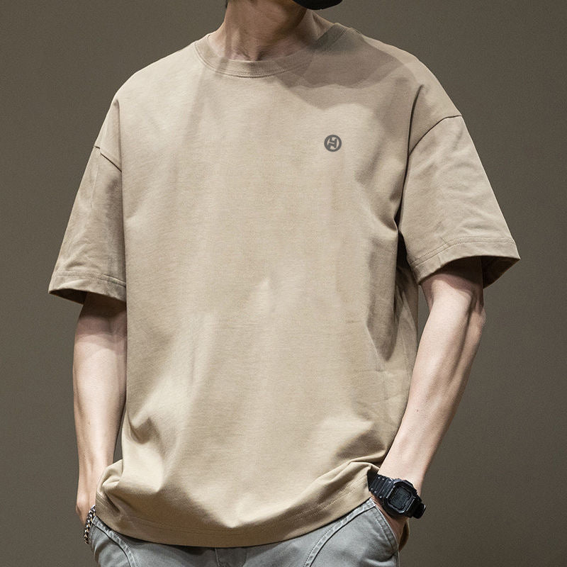 Hong Kong Style Cotton Short-sleeved T-shirt Boys 2025 New Summer Loose Teenager Trendy Brand T-shirt Ins Pattern Fashion