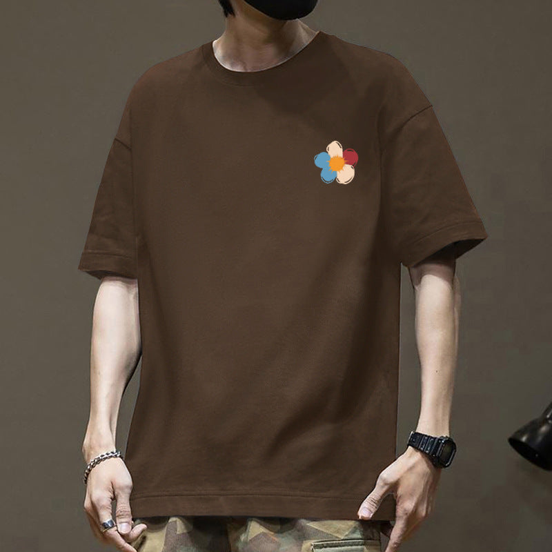 Hong Kong Style Cotton Short-sleeved T-shirt Boys 2025 New Summer Loose Teenager Trendy Brand T-shirt Ins Pattern Fashion