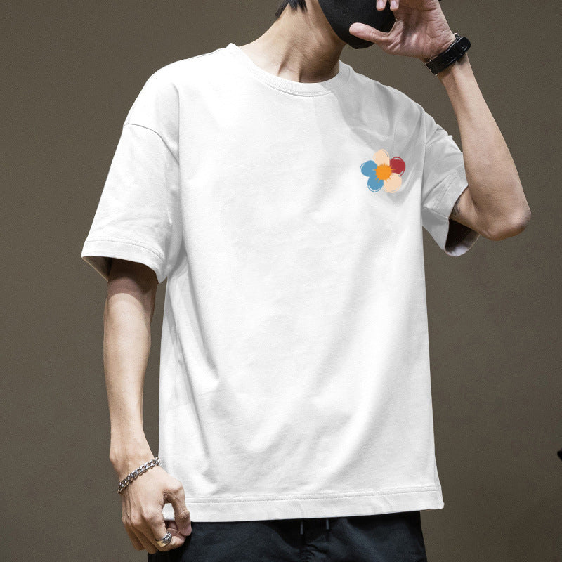Hong Kong Style Cotton Short-sleeved T-shirt Boys 2025 New Summer Loose Teenager Trendy Brand T-shirt Ins Pattern Fashion