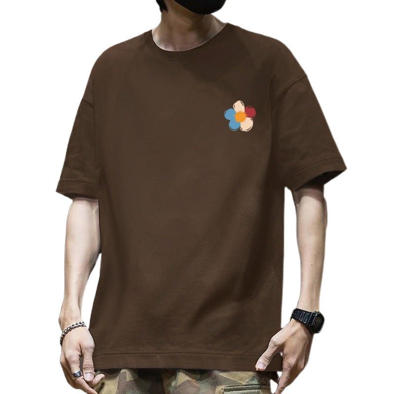 Hong Kong Style Cotton Short-sleeved T-shirt Boys 2025 New Summer Loose Teenager Trendy Brand T-shirt Ins Pattern Fashion