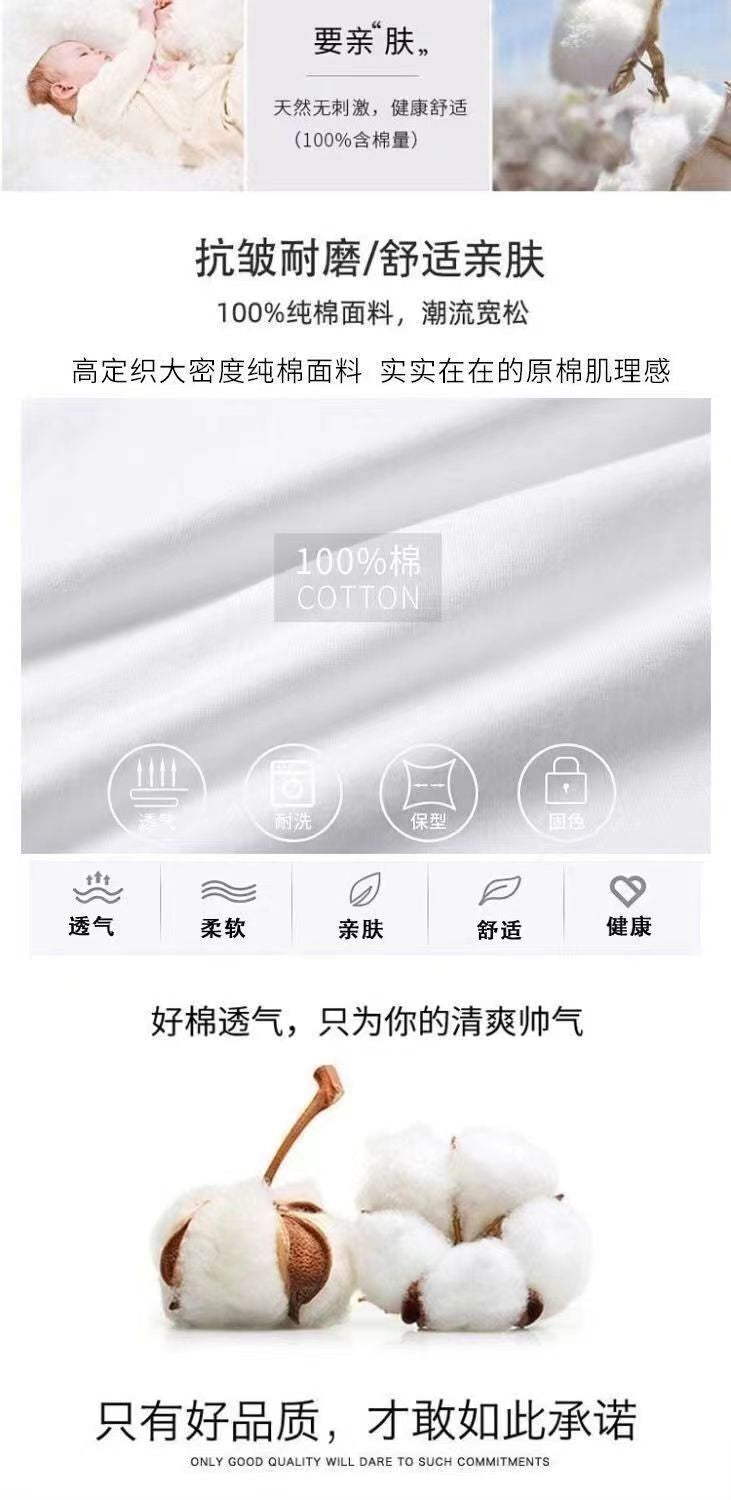 Hong Kong Style Cotton Short-sleeved T-shirt Boys 2025 New Summer Loose Teenager Trendy Brand T-shirt Ins Pattern Fashion