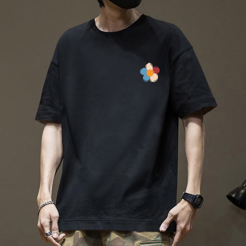 Hong Kong Style Cotton Short-sleeved T-shirt Boys 2025 New Summer Loose Teenager Trendy Brand T-shirt Ins Pattern Fashion