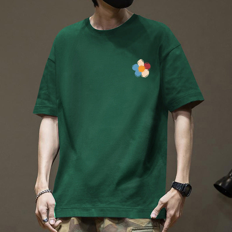 Hong Kong Style Cotton Short-sleeved T-shirt Boys 2025 New Summer Loose Teenager Trendy Brand T-shirt Ins Pattern Fashion