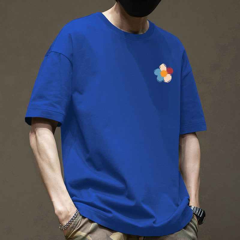 Hong Kong Style Cotton Short-sleeved T-shirt Boys 2025 New Summer Loose Teenager Trendy Brand T-shirt Ins Pattern Fashion