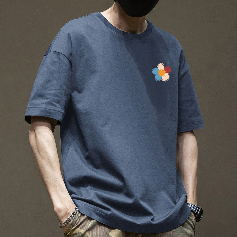 Hong Kong Style Cotton Short-sleeved T-shirt Boys 2025 New Summer Loose Teenager Trendy Brand T-shirt Ins Pattern Fashion