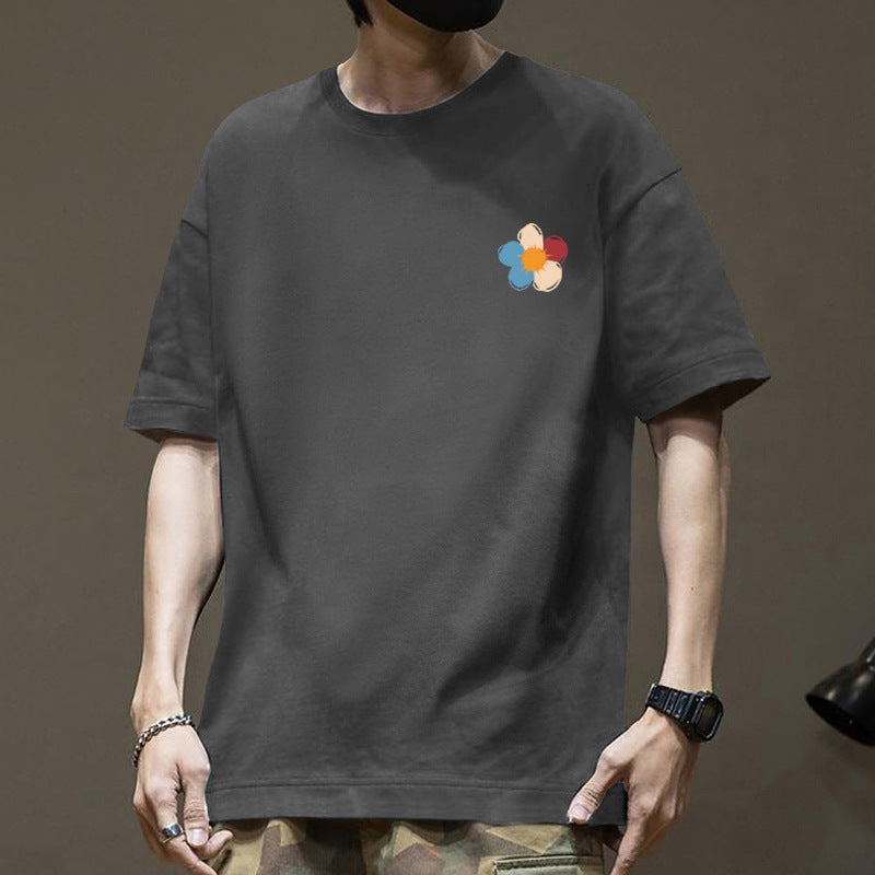 Hong Kong Style Cotton Short-sleeved T-shirt Boys 2025 New Summer Loose Teenager Trendy Brand T-shirt Ins Pattern Fashion