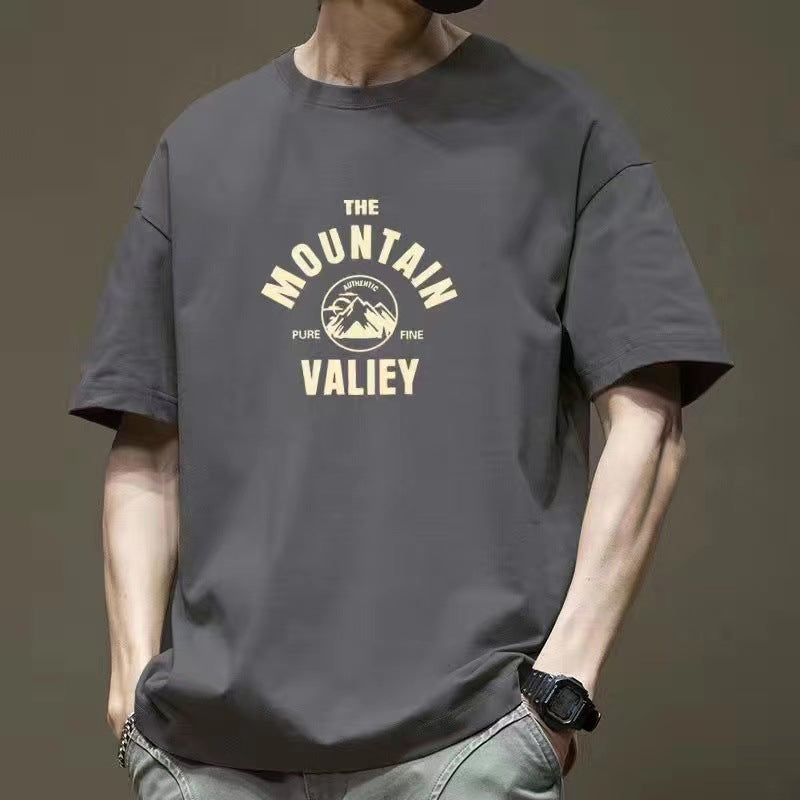 Hong Kong Style Cotton Short-sleeved T-shirt Boys 2025 New Summer Loose Teenager Trendy Brand T-shirt Ins Pattern Fashion