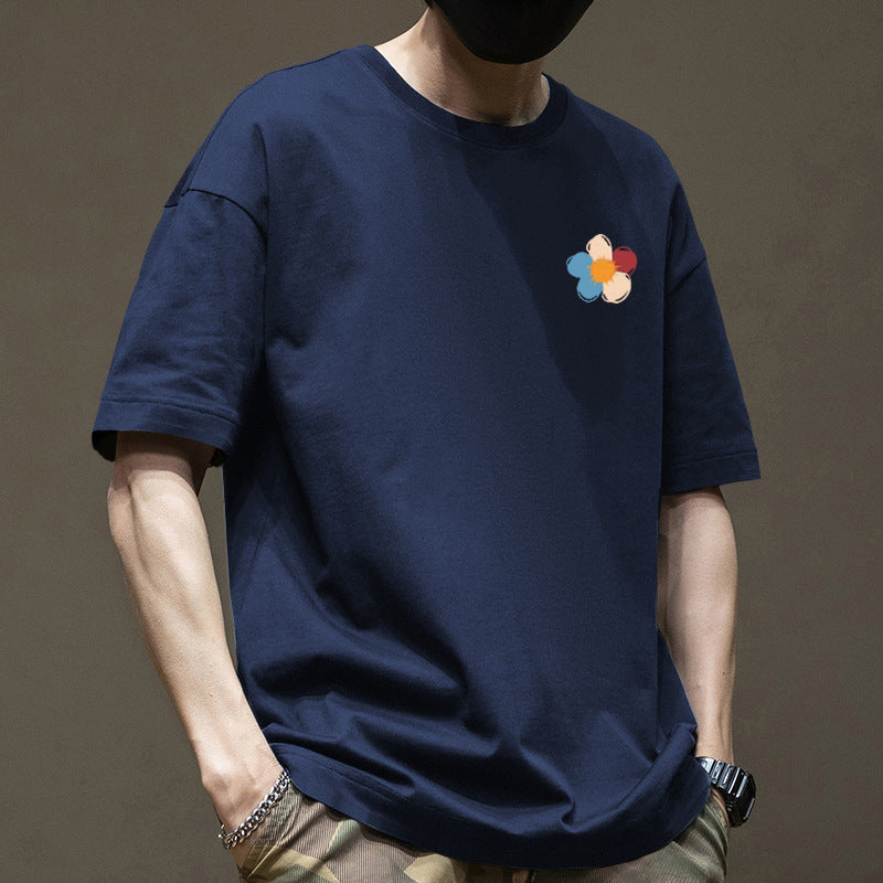 Hong Kong Style Cotton Short-sleeved T-shirt Boys 2025 New Summer Loose Teenager Trendy Brand T-shirt Ins Pattern Fashion