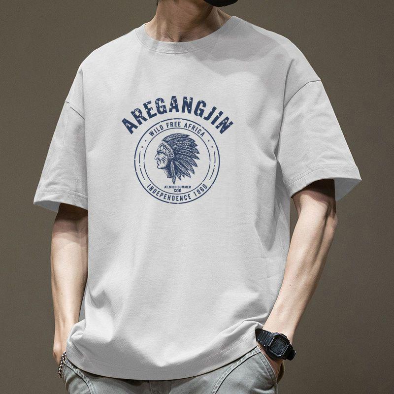 Hong Kong Style Cotton Short-sleeved T-shirt Boys 2025 New Summer Loose Teenager Trendy Brand T-shirt Ins Pattern Fashion